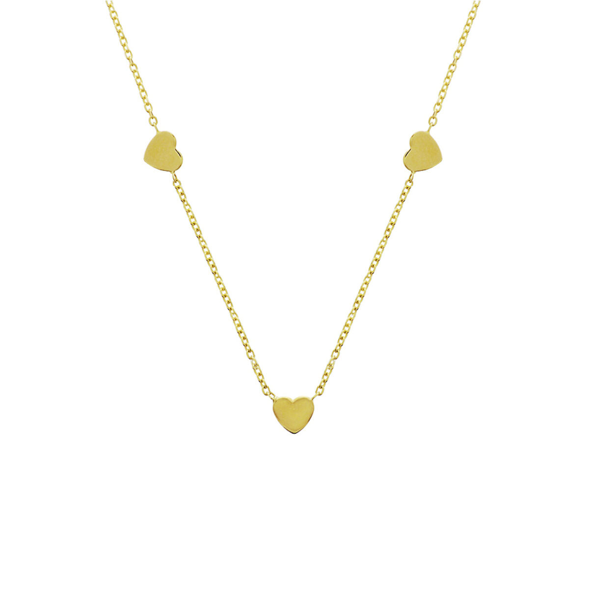 14k Geelgouden collier uitgevoerd met 5 hartjes en een karabijn sluiting. Het collier heeft draaglengtes van 42 en 44cm. De schakelbreedte is 1.0mm.
