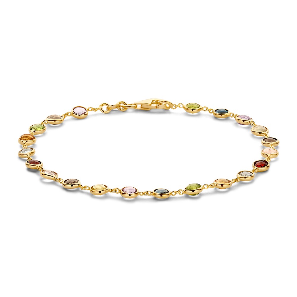 Armband geelgoud edelsteen regenboog