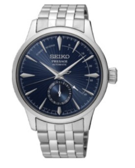 Seiko Pressage SSA347J1 Automatic heren pols horloge ook zeer geschikt voor een dame. Kast 40,5 met blauwe wijzerplaat Hardlex mineraal glas. Stalen schakelband met vouwsluiting. 5 ATM waterdicht.