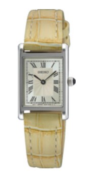 Seiko dames pols horloge met een ivory lederen band hardlex mineraal glas. 3 ATM waterbestendig
