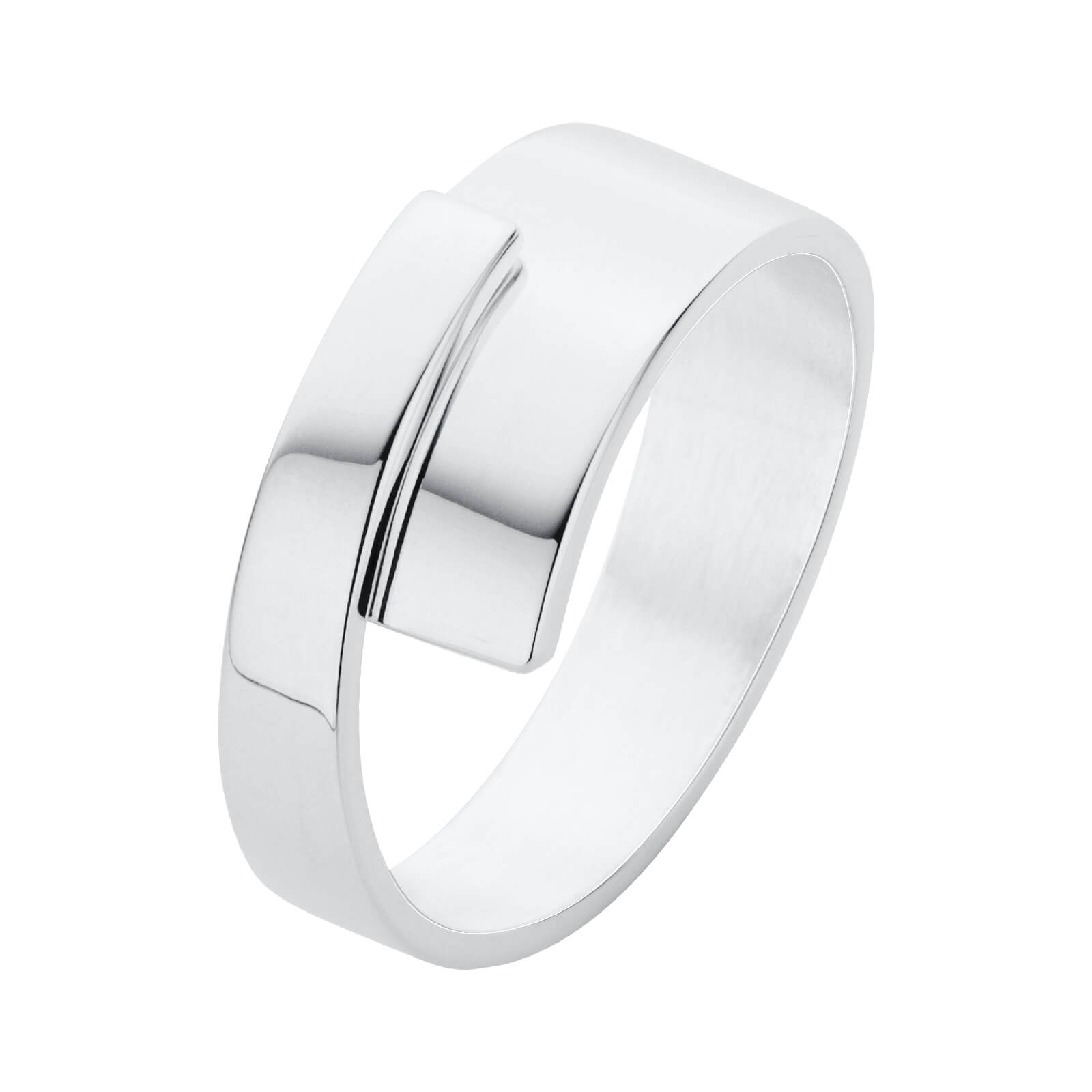 een zilveren ring van Nol Sieraden smalle overlapping 8mm breed