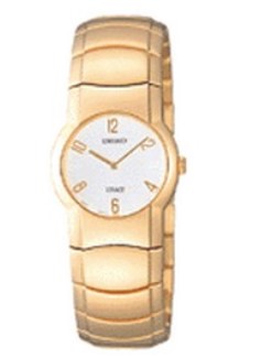 Seiko dames pols horloge staal met stalen band goudkleuring.