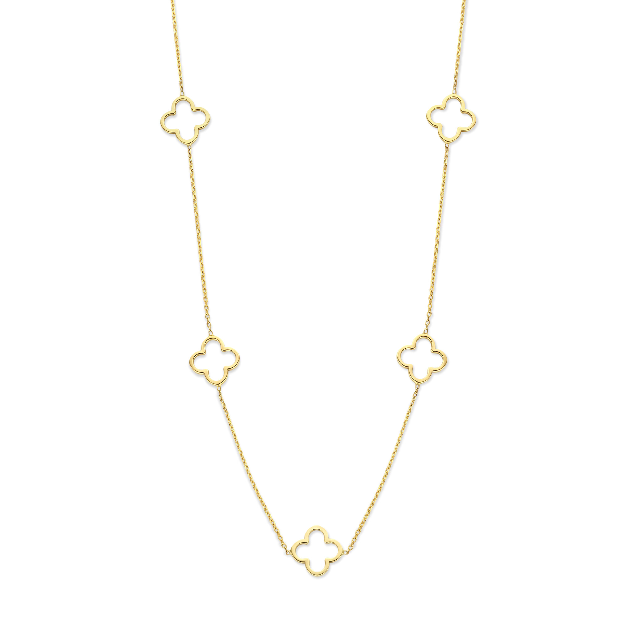 Deze Just Franky ICONIC LUCKY CLOVER KETTING 5 CLOVERS is een stijlvolle toevoeging aan elke outfit. De ketting is gemaakt van hoogwaardig materiaal en bevat vijf geluksklavertjes. De beste manier om het te dragen is als een opvallend statement stuk over een effen blouse of jurk. Voeg een vleugje geluk toe aan je look met deze prachtige ketting!