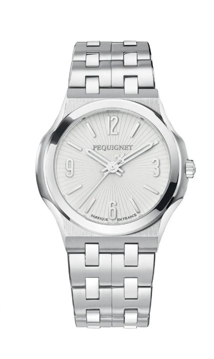 Pequignet Quartz dames pols horloge staal met stalen band.