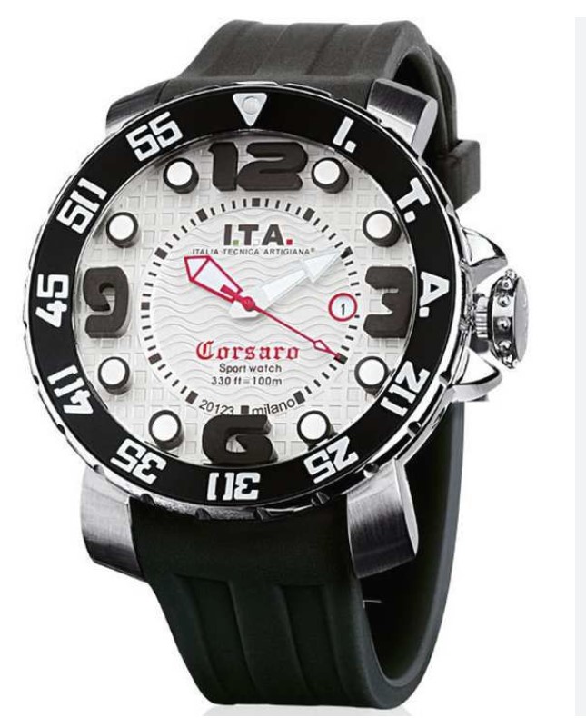 I.T.A. Quartz pols horloge uit de Corsaro serie met rubberen sport band.