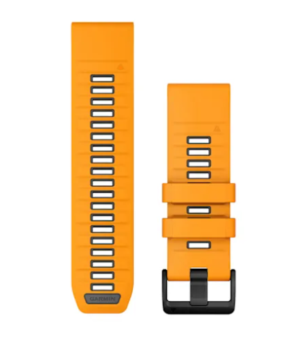 Garmin QuickFit® 26mm horlogeband Orange spark/ graphite siliconen.
Artikelnummer:  010-13393-01

U kunt de verwisselbare bandjes voor uw compatibele horloge eenvoudig wisselen en vastklikken. Kies voor leer, metaal of siliconen om de look van uw horloge in een flits te veranderen. Eenvoudig te wisselen en altijd stevig. Geen hulpmiddelen vereist.