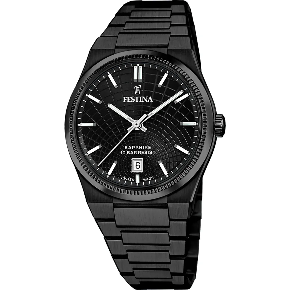 Dit Festina horloge heeft een kast gemaakt van Staal zilver met een diameter van 40 mm en is voorzien van een metaal band. In de kast bevindt zich een Ronda kwaliteitsuurwerk en is afgewerkt met Saffierglas.

Het horloge is 10ATM. Dit betekent dat het horloge geschikt is om mee te zwemmen. Verder wordt het horloge geleverd met 2 jaar garantie.