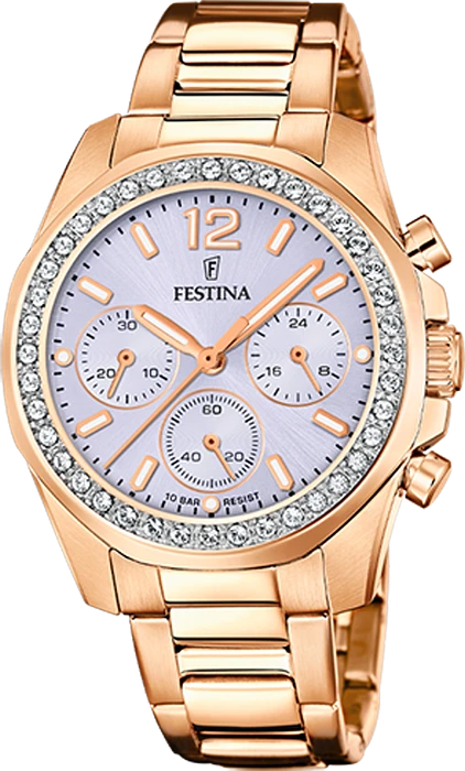 Op zoek naar een stijlvol horloge dat zowel elegantie als functionaliteit combineert? Dan is de FESTINA F20639/9 het perfecte horloge voor jou. Dit prachtige horloge heeft een analoge tijdaanduiding en een quartz uurwerk, waardoor je altijd de juiste tijd bij de hand hebt.

Met een diameter van 39 mm en een hoogte van 12 mm is dit horloge perfect voor zowel mannen als vrouwen. De ronde behuizing is uitgevoerd in een trendy rose gouden kleur en is gemaakt van hoogwaardig roestvrij staal. De zilveren wijzerplaat zorgt voor een klassieke uitstraling, terwijl het mineraalglas zorgt voor optimale bescherming tegen krassen en stoten.

De rose gouden band van roestvrij staal zorgt voor een luxe uitstraling en is voorzien van een vlinder- of vouwsluiting voor een comfortabele pasvorm. Daarnaast beschikt dit horloge over een handige datumweergave, zodat je altijd op de hoogte bent van de datum.

Dankzij de waterdichtheid van 10 bar is dit horloge geschikt om mee te zwemmen, waardoor je het zonder zorgen kunt dragen tijdens al jouw wateractiviteiten. Of je nu gaat zwemmen, snorkelen of gewoon geniet van een dagje aan het strand, de FESTINA F20639/9 is altijd de perfecte metgezel.

Als officieel Festina verkooppunt garanderen wij de authenticiteit van dit horloge en bieden wij een uitstekende service na verkoop. Bestel vandaag nog jouw FESTINA F20639/9 en geniet van de perfecte combinatie van stijl en functionaliteit.