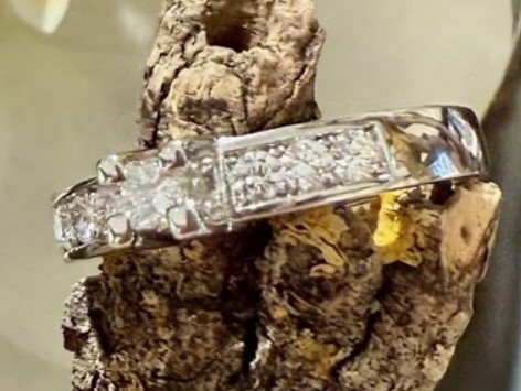 14 Karaat wit gouden solitair ring met zijstenen. Midden staan Princesse H/VS1 geslepen zijstenen briljant geslepen H/SI-1. Totaal 0.35 crt.