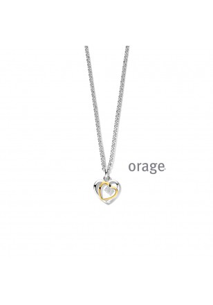 Ketting hart bicolor 925 rh cz