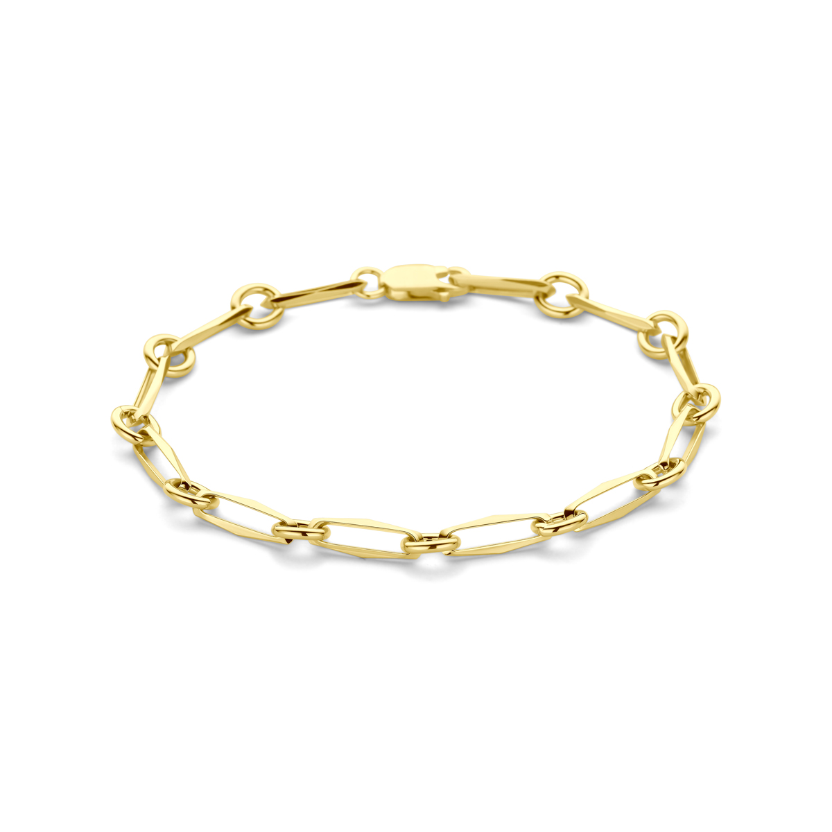 14k Geelgouden armband met een closed forever schakel van 5.0mm. De armband is uitgevoerd met karabijnsluiting.
