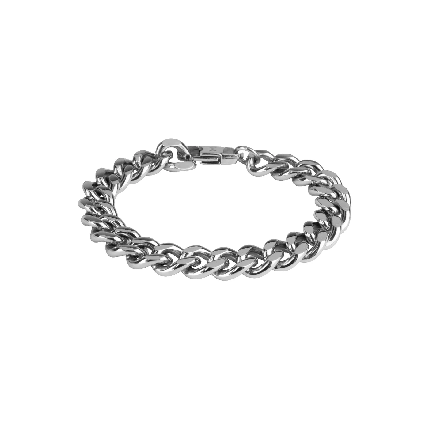 Deze klassieke gourmet armband is een tijdloos en strak design met platte schakels die soepel kunnen bewegen. Gemaakt van stevige zilverkleurige 316L stalen schakels en een sterke simpele sluiting zodat hij stevig om je pols blijft zitten.