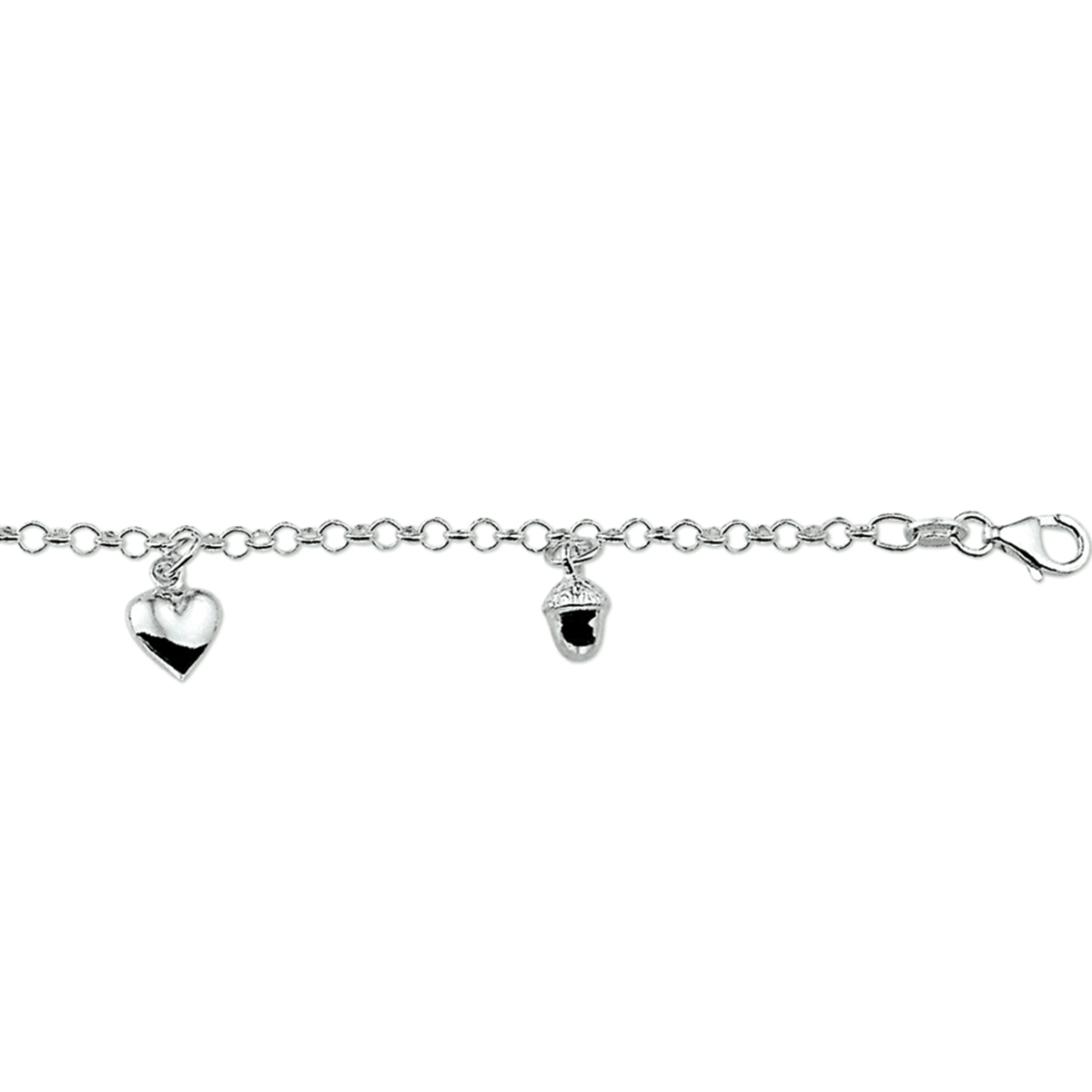 Beschrijving: Zilveren armband met diverse bedels. 
Doelgroep: kinderen
Langste lengte: 17 mm
