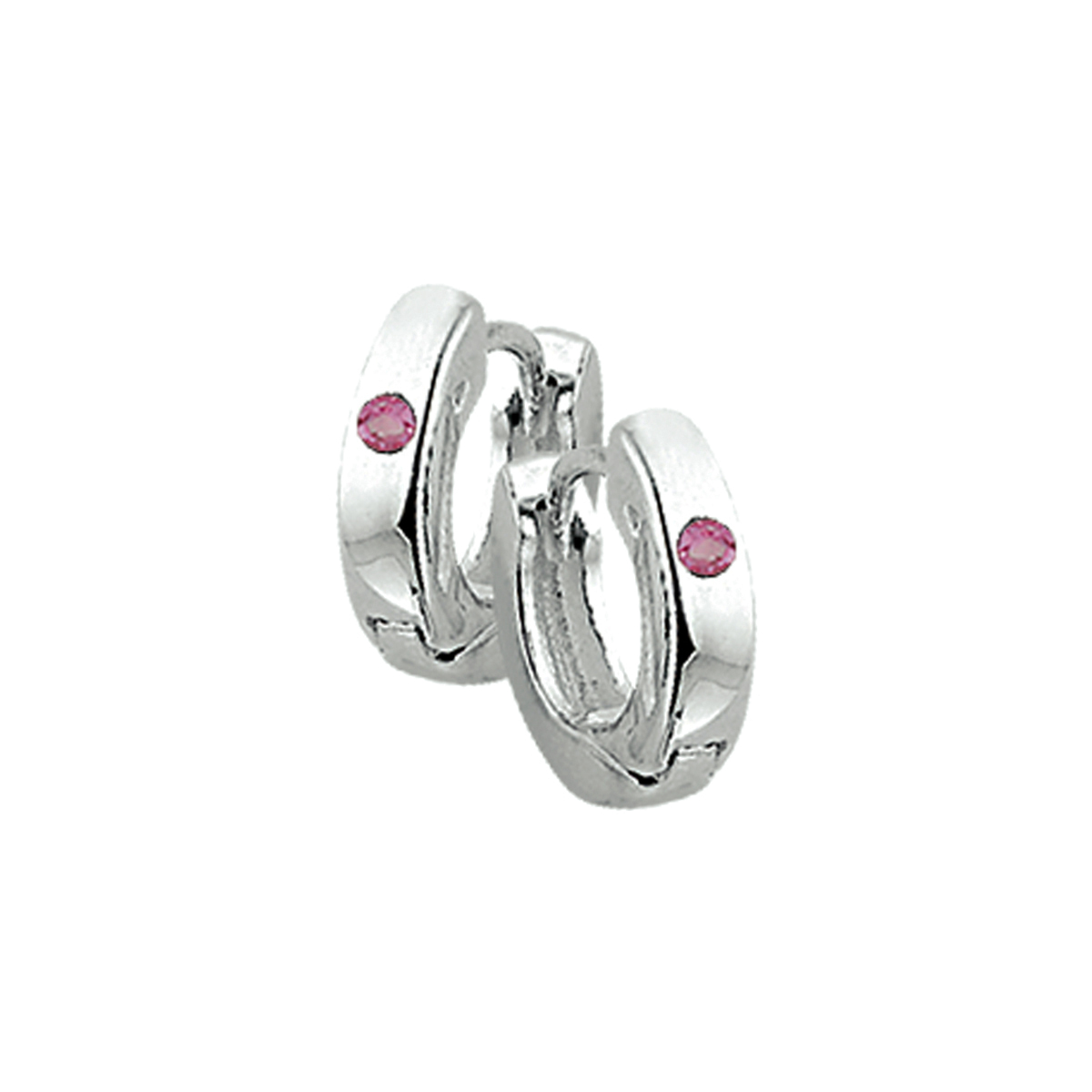 klapoorringen roze zirkonia zilver wit