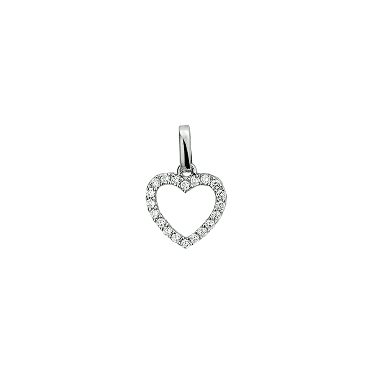 Zilver gerhodineerd hanger hart zirkonia