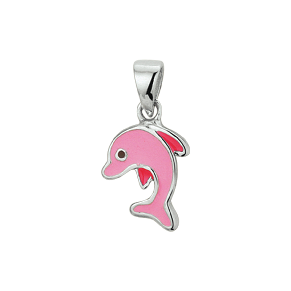 Schattig gerhodineerd zilveren dolfijn hanger uitgevoerd met roze emaille. De hanger is te combineren met bijpassende dolfijn sieraden om de set compleet te maken. De hanger heeft een afmeting van 13x9mm en is te combineren met colliers uit onze collectie!.