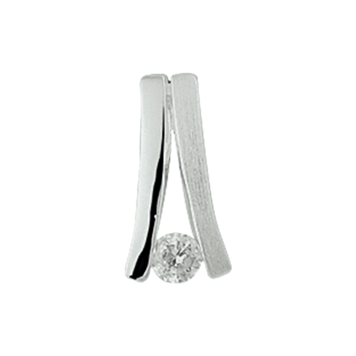 Gerhodineerd zilveren hanger met zirkonia.
Metaalsoort: 925 Zilver gerhodineerd
Bewerking: Poli/Mat
Steensoort: Zirkonia solitair
Steenkleur: Transparant
Slijpvorm: Briljant
Zetwijze: Ingespannen
Breedte:6,5mm
Hoogte:13mm