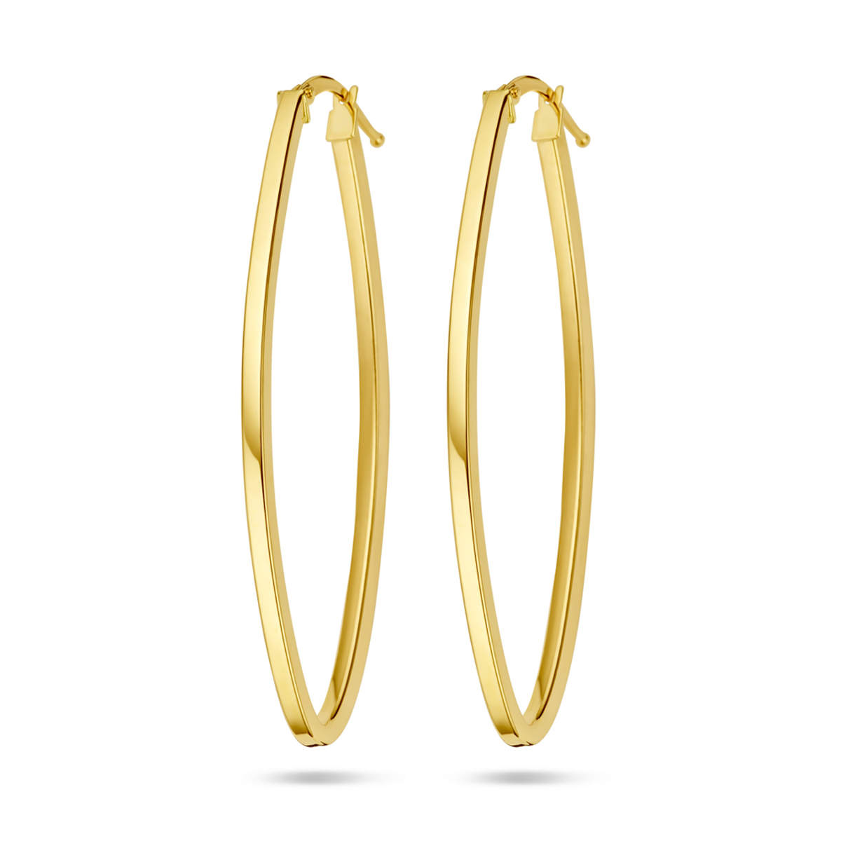 14k Geelgouden oorringen met een afmeting van 52x20mm. Dikte is 2mm.