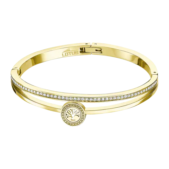Vaste armband staal goudkleurig lotus style