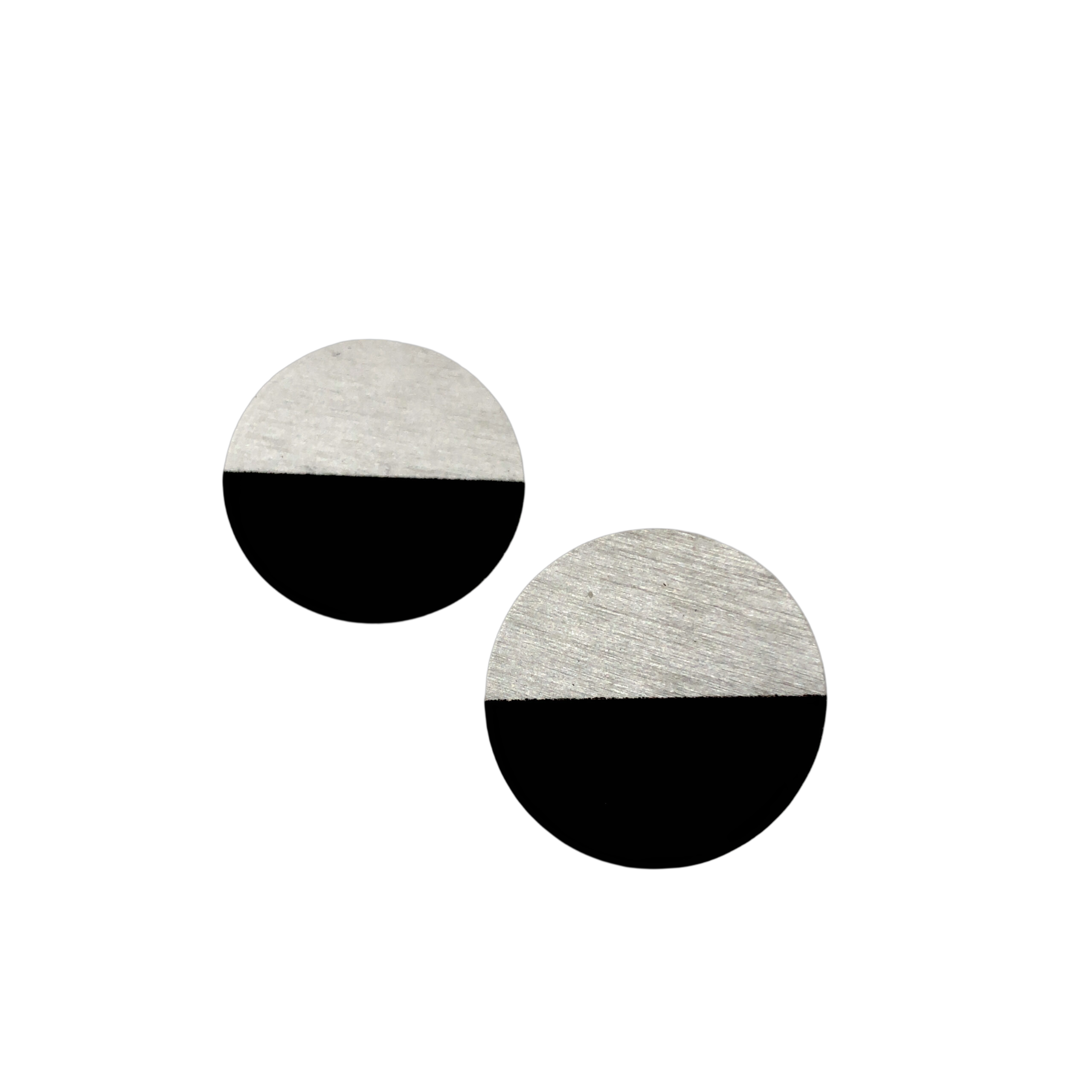 Ohrstecker in Silber geschwärzt und natur. kreisdurchmesser 20mm