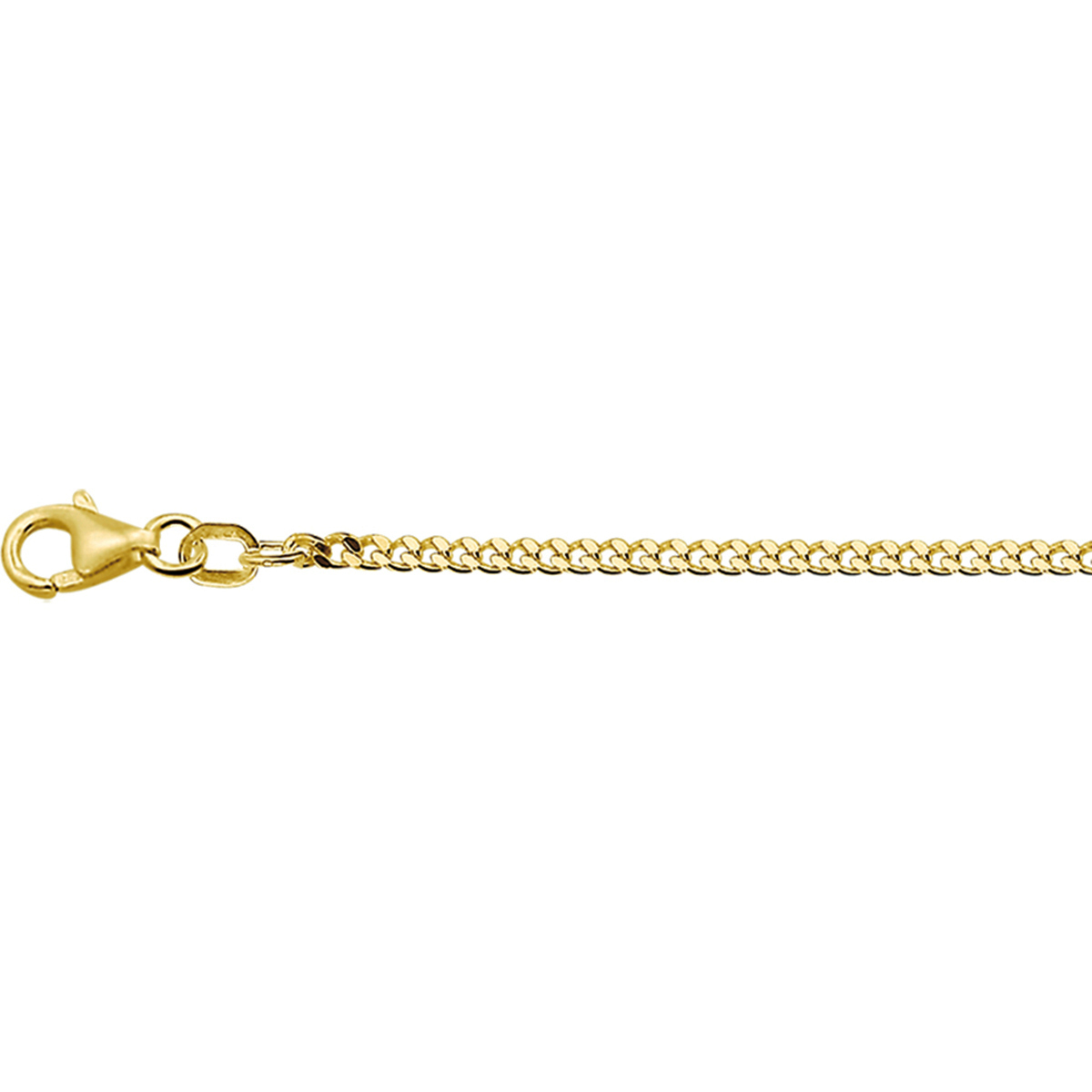9K collier met gourmette schakel. De schakelbreedte is 2.1mm.