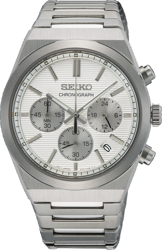 Dit is een herenhorloge van het merk Seiko. Het is een chronograaf horloge gemaakt van staal. De diameter van de kast is 40 mm en de kast is 11.5 mm dik.
De verdere specificaties van het horloge zijn als volgt:
Kastvorm: rond
Kastkleur: zilverkleurig
Kastmateriaal: staal
Bandbreedte: 20 mm
Bandlengte: 258 mm
Sluiting: vouwsluiting met drukker
Wijzerplaatkleur: wit
Glassoort: saffier glas
Waterdichtheid: 10 ATM
Techniek: quartz