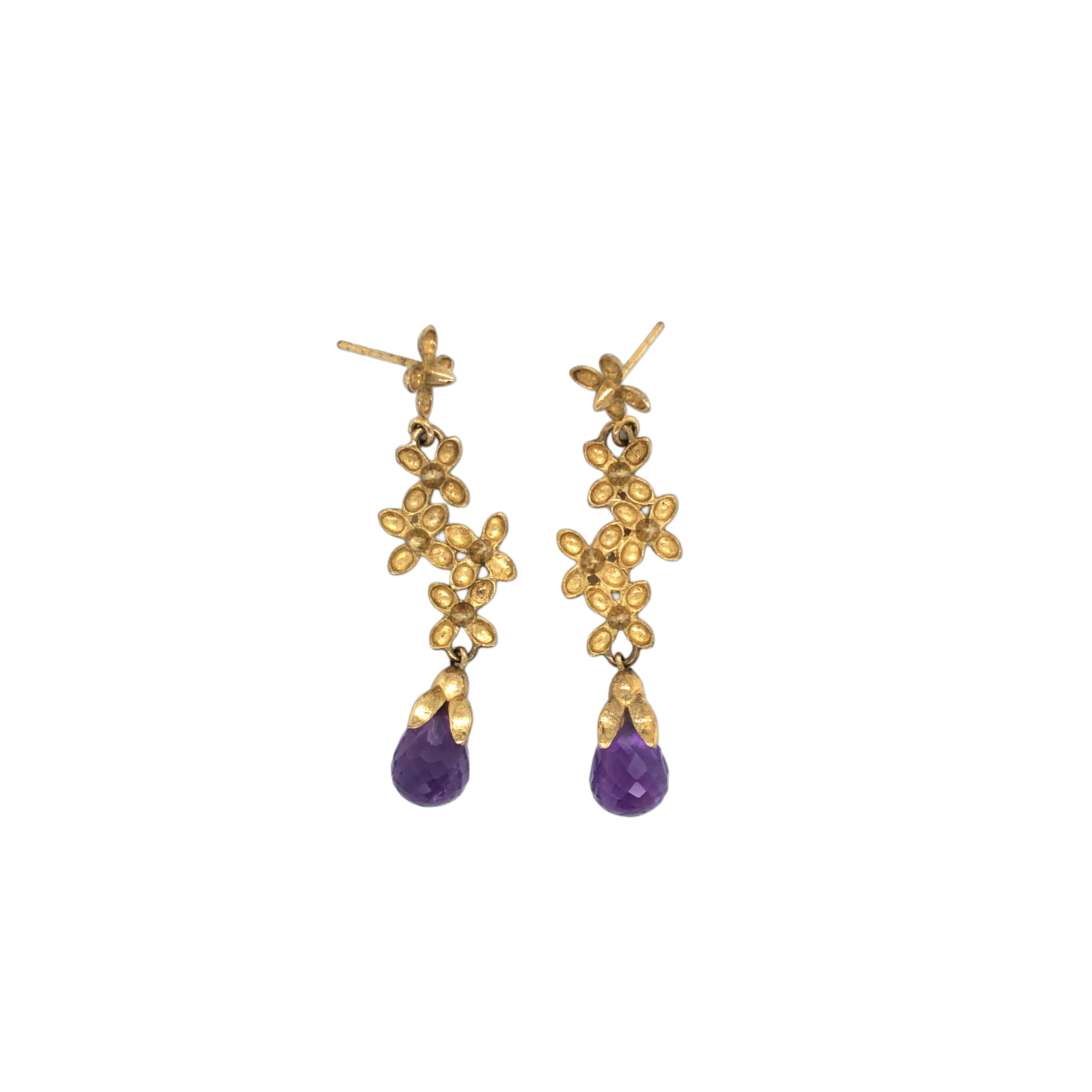 Ohrhänger in Silber 925, goldplattiert, Amethyst