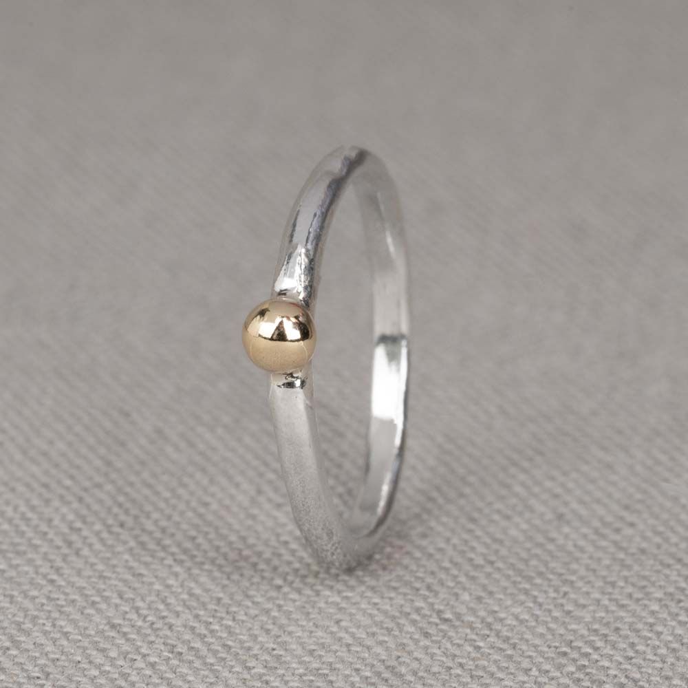 Jeh Ring zilver + 9 karaat bolletje 20987 Mt. 56