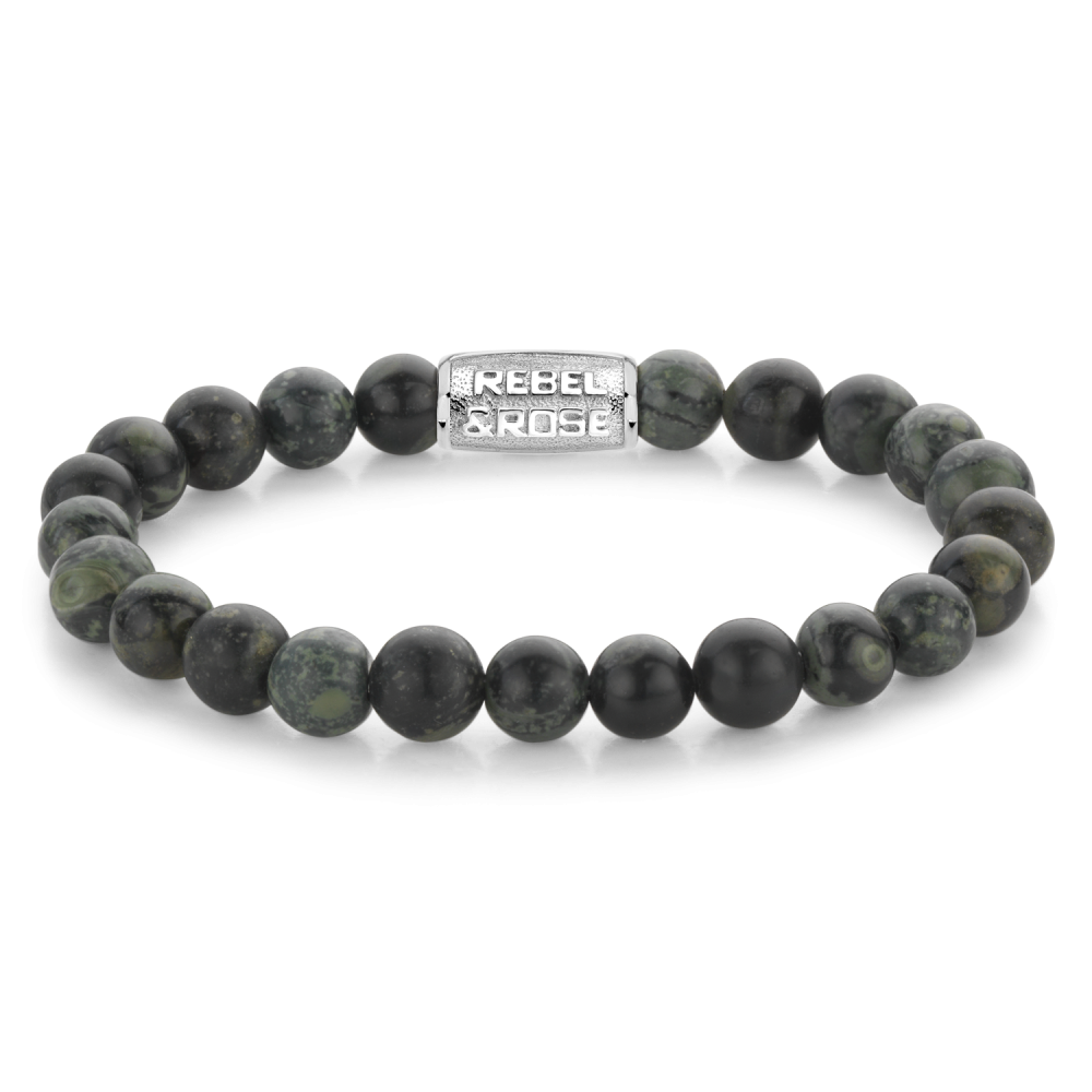 Armband van het merk Rebel & Rose. De armband heeft een hoogwaardige elastische stretch koord, met 8mm van Rhyolite.