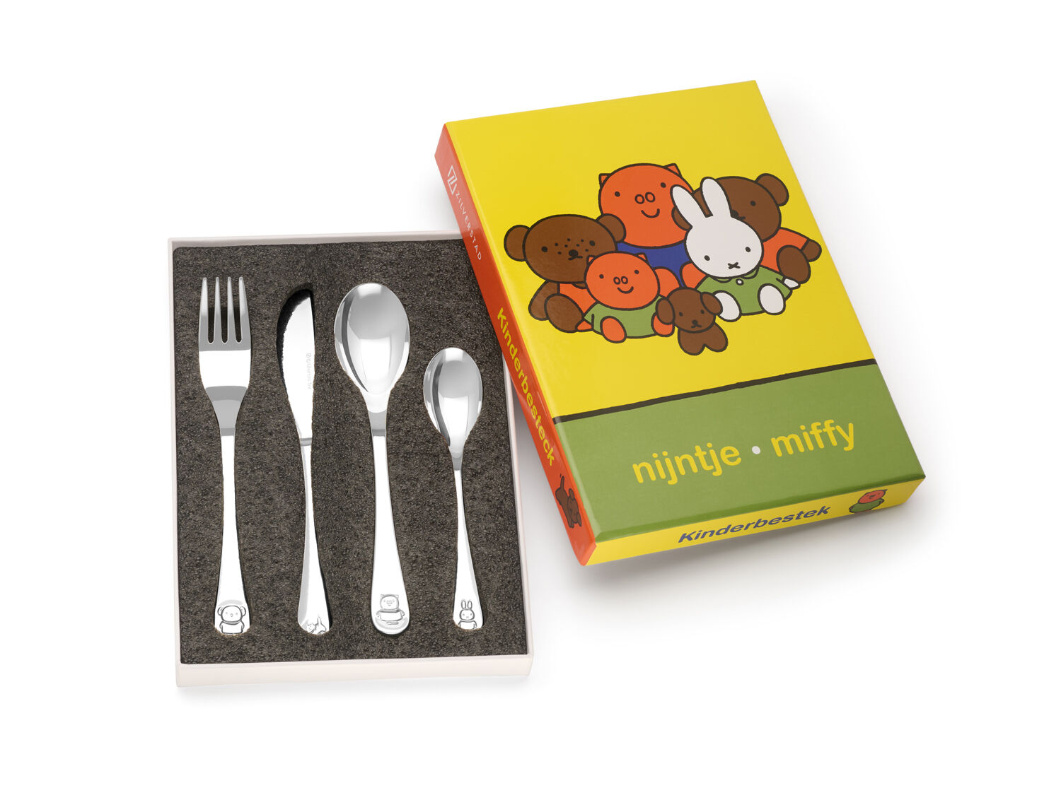 Dit 4-delig kinderbestek met het thema Nijntje en haar vrienden is perfect voor kleine handjes en maakt elke maaltijd gezellig. Geschikt voor dagelijks gebruik en makkelijk te reinigen, een prachtig geschenkidee!