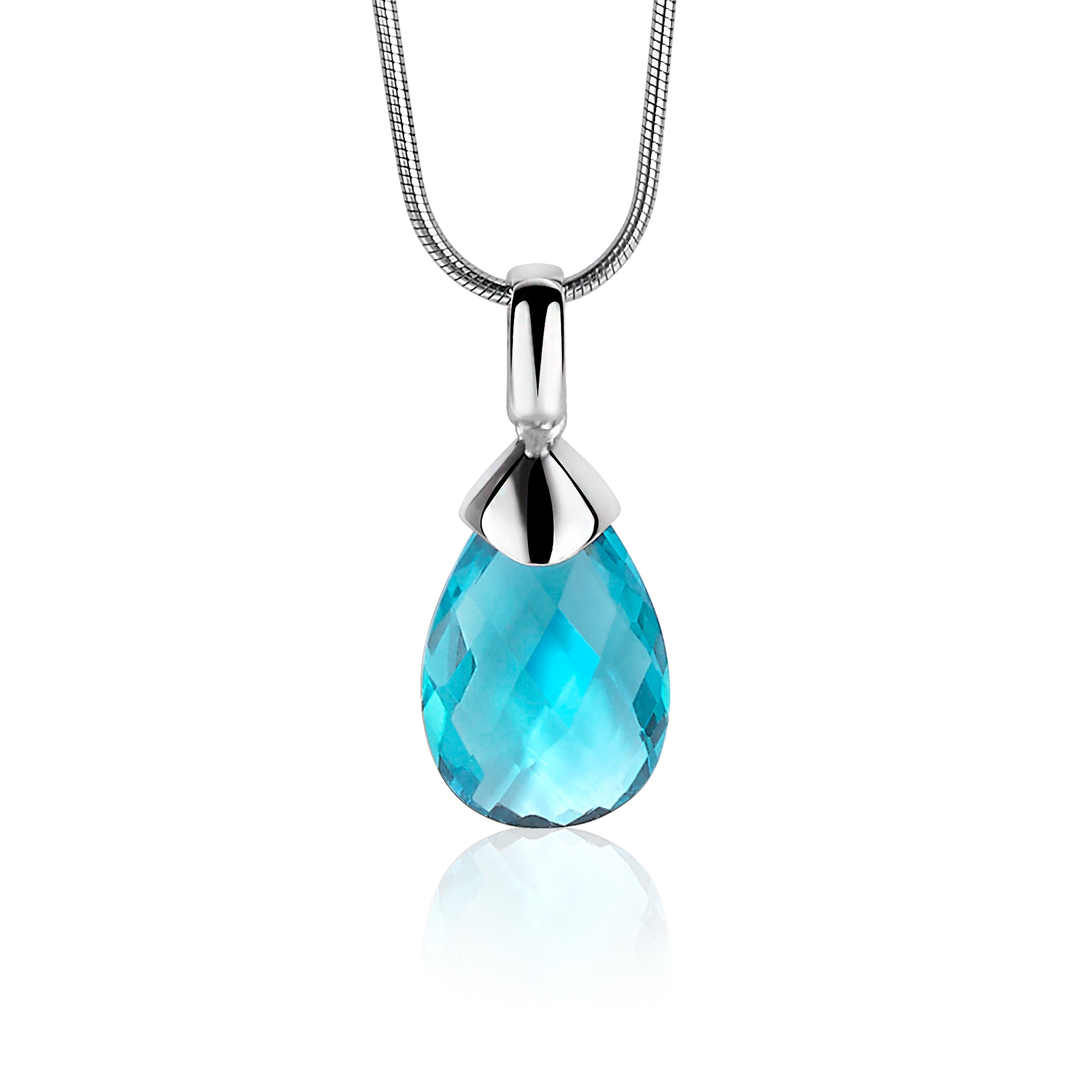 Zinzi zilveren hanger peervorm turquoise ZIH1171T