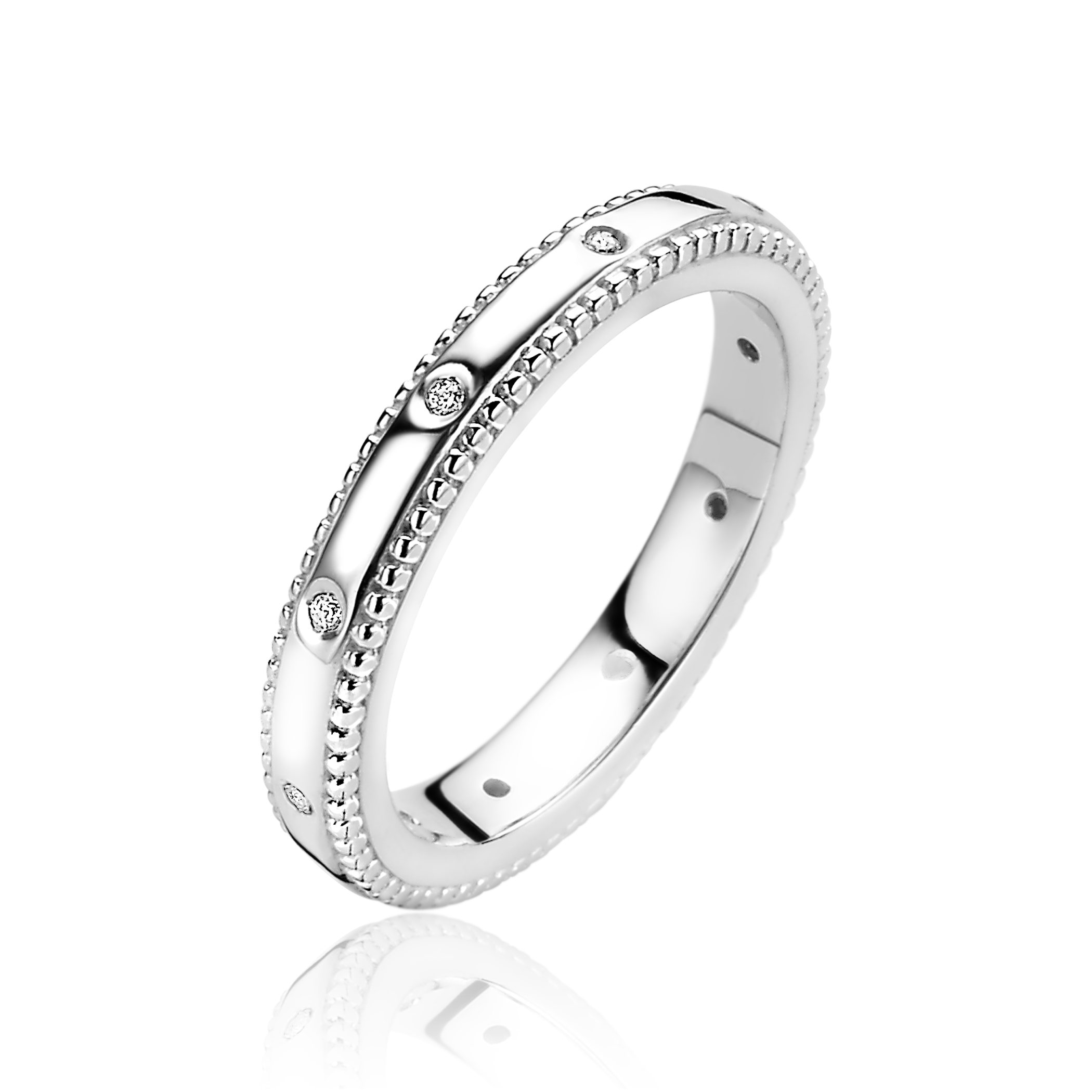 Deze prachtige ZINZI zilveren aanschuifring heeft een parelrand van 3,5 mm breed. De ring is perfect te combineren met andere ringen voor een trendy en stijlvolle look. Draag hem alleen of stapel hem met andere ringen voor een unieke uitstraling. De ring is gemaakt van hoogwaardig zilver en heeft een tijdloos design dat bij elke outfit past. Maak je look compleet met deze schitterende ring van ZINZI!