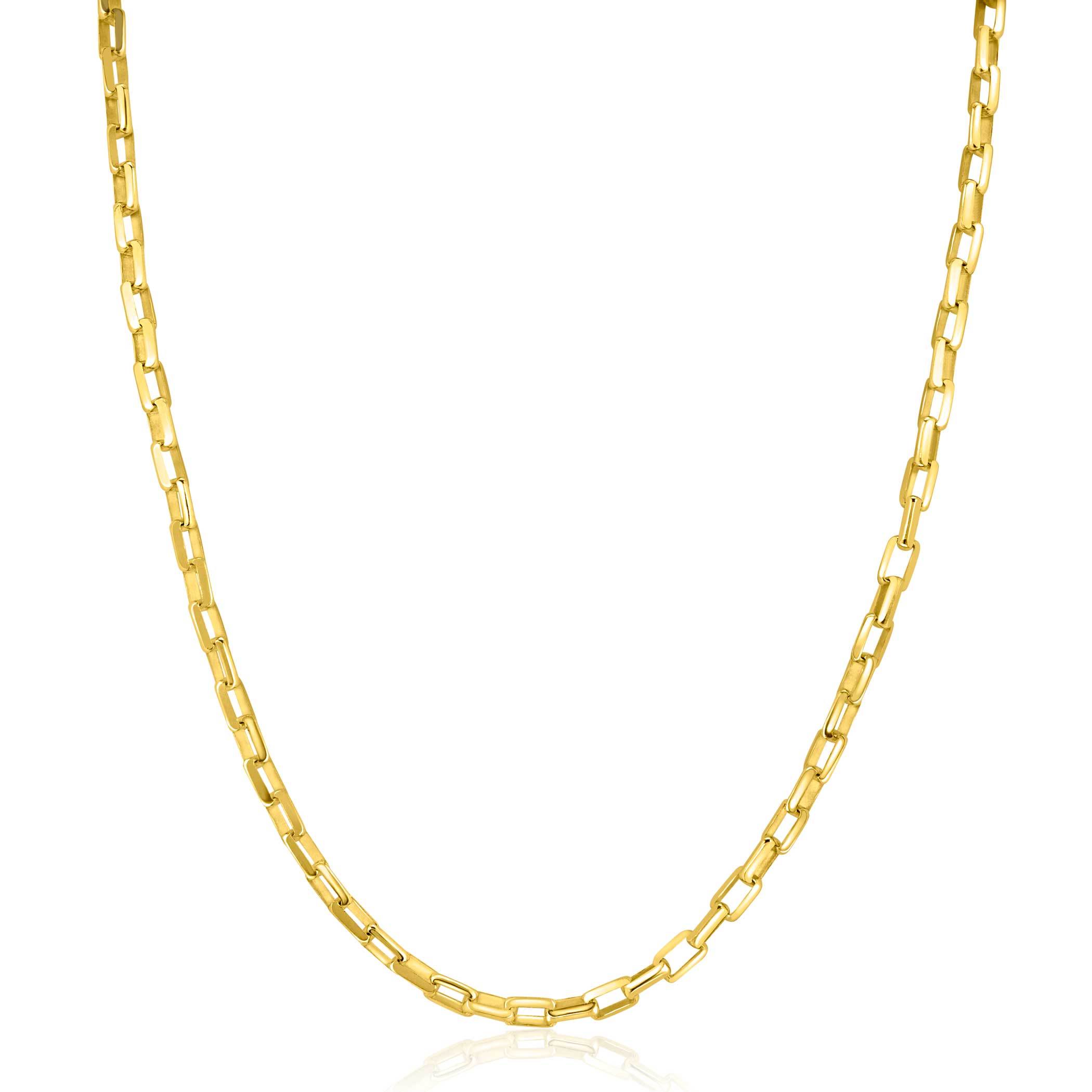 ZINZI gold plated zilveren ketting met stoere anker schakel van 3mm breed. De lengte van de ketting is te variëren tussen 42-45cm. Vervaardigd van eerste gehalte zilver (925) en extra geel verguld.
