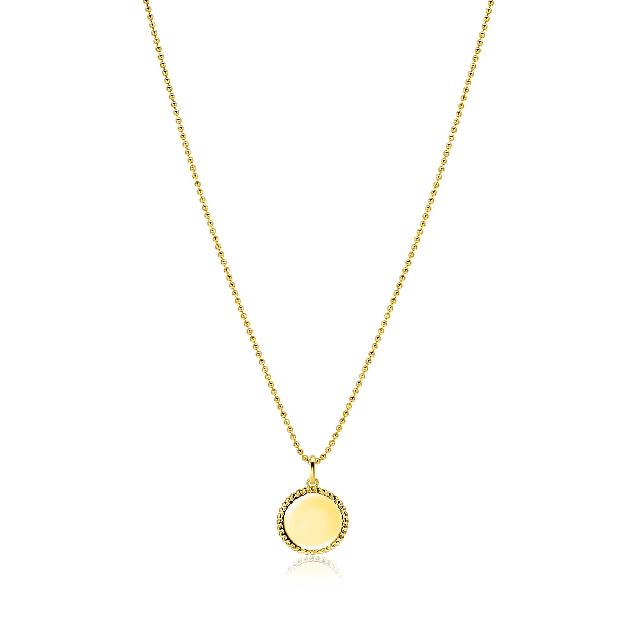 19mm ZINZI verguld zilveren munthanger met parelrand voor gravering ZIH2651G (zonder ketting)