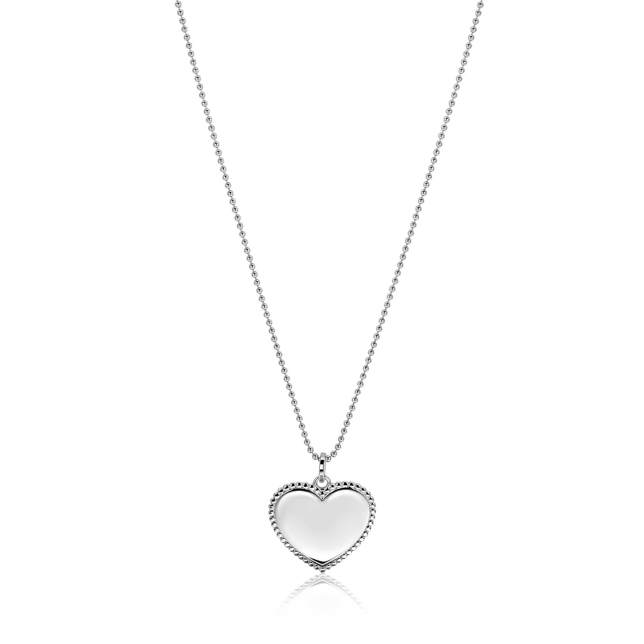zilver graveer hanger hartvorm met bolletjes 20mm (zonder ketting)