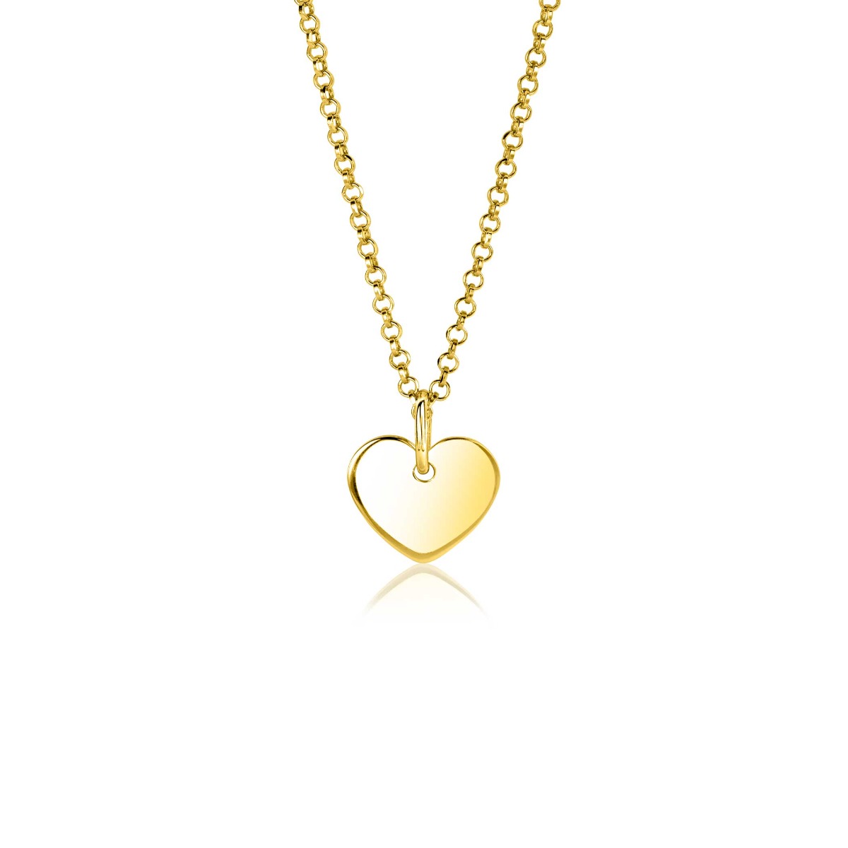 ZINZI gold plated zilveren hanger glad hart voor gravure ZIH2346G12 (zonder collier) 12mm.