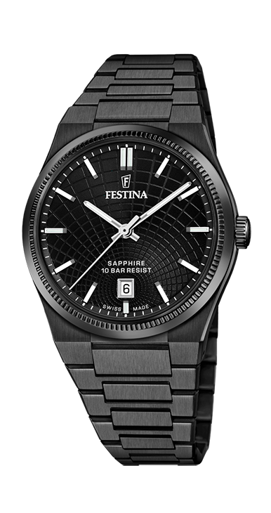 Swiss festina volledig zwart heren