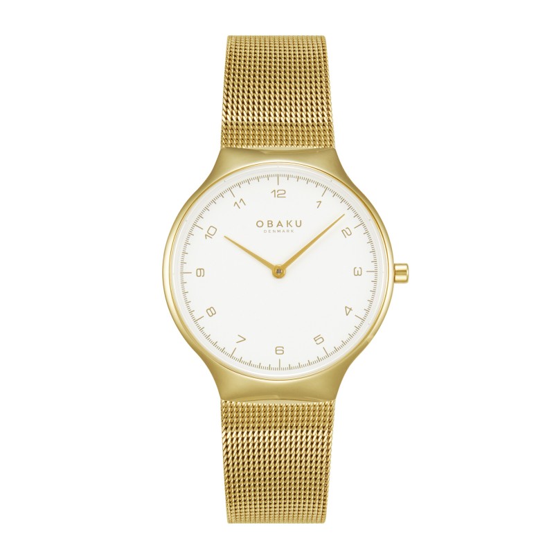 De Obaku Dames Horloge model V306LXGWMG biedt een stijlvolle gouden uitstraling met een roestvrijstalen kast en Milanese mesh band. Uitgerust met een quartz binnenwerk, analoge weergave en saffierglas, straalt hij elegantie uit. Perfect te dragen bij zowel formele als alledaagse gelegenheden voor een verfijnde uitstraling.