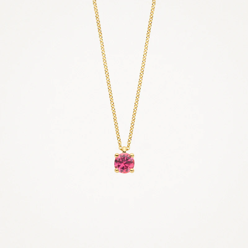 gouden Blush collier, Oktober Toermalijn 4mm
