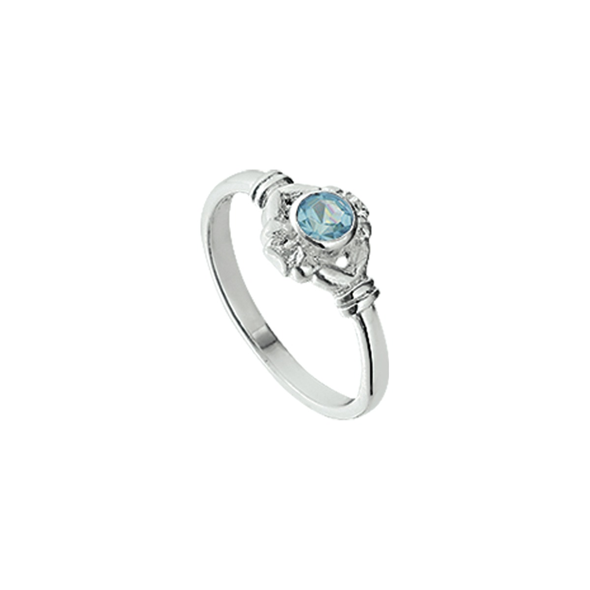 Zilveren ring met blauw steentje