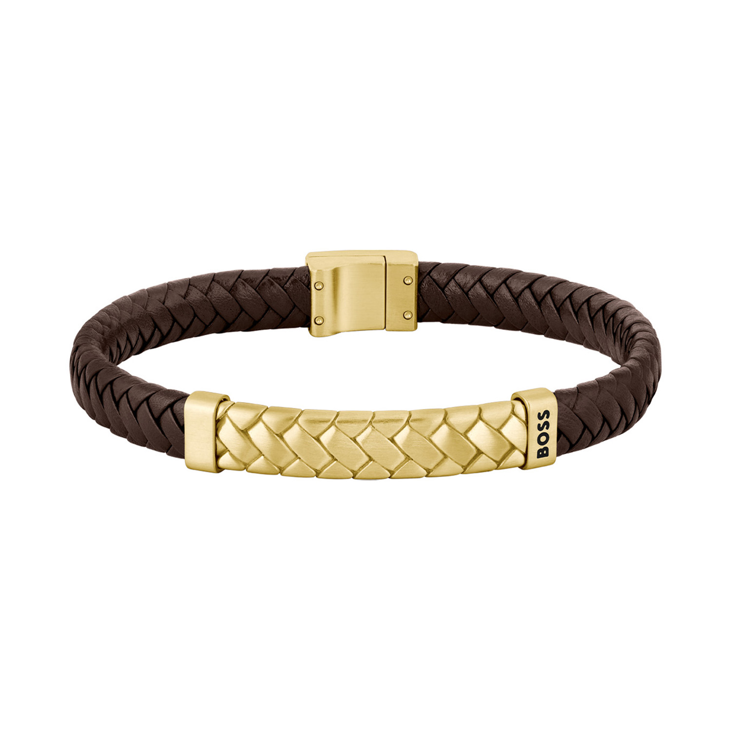 BOSS JEWELS HBJ1580675M TAILORED Mannen Leren armband 
Deze armband van BOSS uit de TAILORED serie met artikelnr. HBJ1580675M is een stijlvol sieraad voor de echte BOSS klant. De bruine gevlochten leren armband heeft in het midden een goudkleurig stalen gevlochten tussenstuk met daarop de merknaam gegraveerd. De herenarmband heeft een goudkleurige magneetsluiting en een lengte van 19cm. Goed te combineren met de andere sieraden van BOSS. 

Het merk:
HUGO BOSS is afgestemd op levensstijlen waar het gaat om kwaliteit en precisie. Het wereldwijde fashionlabel is verdeeld in twee merken: BOSS en HUGO. Het merk BOSS biedt geavanceerde, moderne horloges gericht op kwaliteit en design om een onberispelijke look te creëren – of het nu zakelijk, casual of sportief is. Ontdek de nieuwe horlogecollectie die bewijst dat details echt het verschil maken.

Specificaties:
- Artikelnr: HBJ1580675M
- Heren armband
- Materiaal: Leer en Staal
- Bruin
- Lengte: 19cm