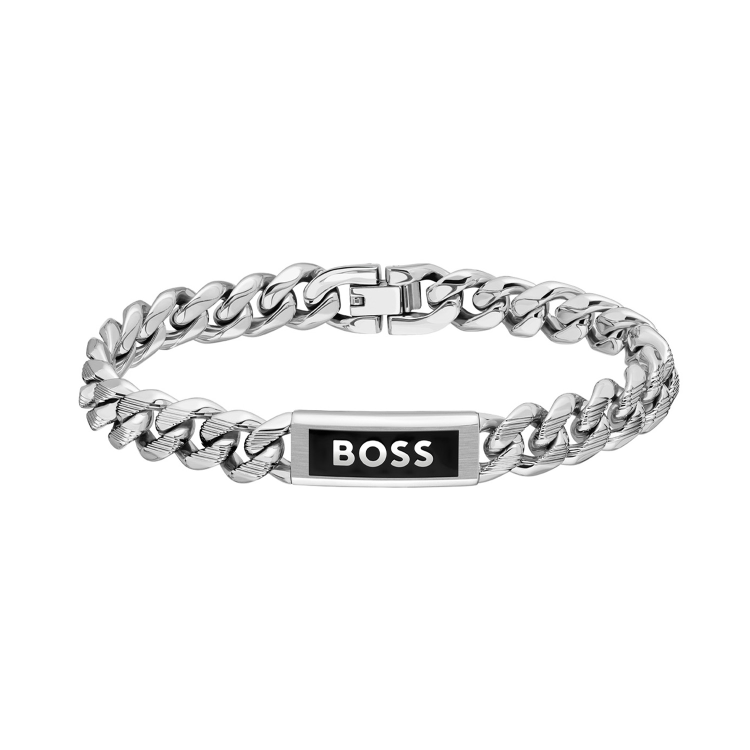 BOSS JEWELS HBJ1580679M KASSY EMBLEB Mannen Armband 19cm
Deze armband van BOSS uit de KASSY EMBLEB serie met artikelnr. HBJ1580679M is een stoer sieraad voor de echte BOSS klant. De stalen zilverkleurige gourmet schakelarmband heeft een stalen plaatje in het midden met zwart emaille en daarin het BOSS logo. Deze herenarmband heeft een klepsluitig en een lengte van 19cm. Zeker goed te combineren met de bijpassende ketting en andere sieraden van BOSS. 

Het merk:
HUGO BOSS is afgestemd op levensstijlen waar het gaat om kwaliteit en precisie. Het wereldwijde fashionlabel is verdeeld in twee merken: BOSS en HUGO. Het merk BOSS biedt geavanceerde, moderne horloges gericht op kwaliteit en design om een onberispelijke look te creëren – of het nu zakelijk, casual of sportief is. Ontdek de nieuwe horlogecollectie die bewijst dat details echt het verschil maken.

Specificaties:
- Artikelnr: HBJ1580679M
- Plaatarmband
- Materiaal: Staal
- Zilverkleurig
- Lengte: 19cm