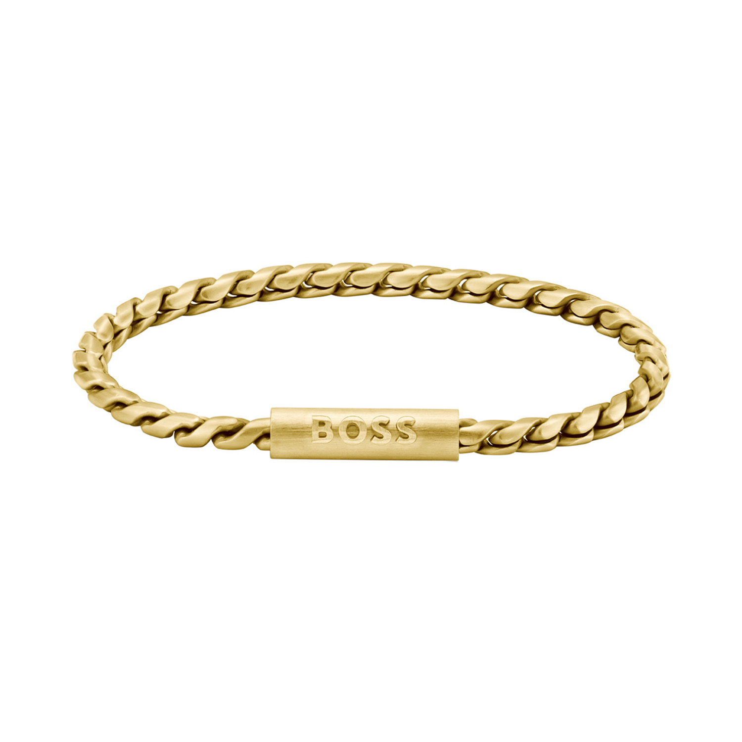 BOSS JEWELS HBJ1580696 DORAN Mannen Armband 19cm
Deze armband van BOSS uit de DORAN serie met artikelnr. HBJ1580696 is een stoer sieraad voor de echte BOSS klant. De stalen goudkleurige armband heeft een dubbele s schakel, stoer maar ook stijlvol. In het midden van de herenarmband zit een tussenstuk met het BOSS logo erin gegraveerd. De armband heeft een verstelbare magneetsluiting en is op 18 of 19cm te dragen. Goed te combineren met de bijpassende ketting en de andere sieraden van BOSS. 

Het merk:
HUGO BOSS is afgestemd op levensstijlen waar het gaat om kwaliteit en precisie. Het wereldwijde fashionlabel is verdeeld in twee merken: BOSS en HUGO. Het merk BOSS biedt geavanceerde, moderne horloges gericht op kwaliteit en design om een onberispelijke look te creëren – of het nu zakelijk, casual of sportief is. Ontdek de nieuwe horlogecollectie die bewijst dat details echt het verschil maken.

Specificaties:
- Artikelnr: HBJ1580696
- Schakelarmband
- Materiaal: Staal
- Goudkleurig
- Lengte: 19cm