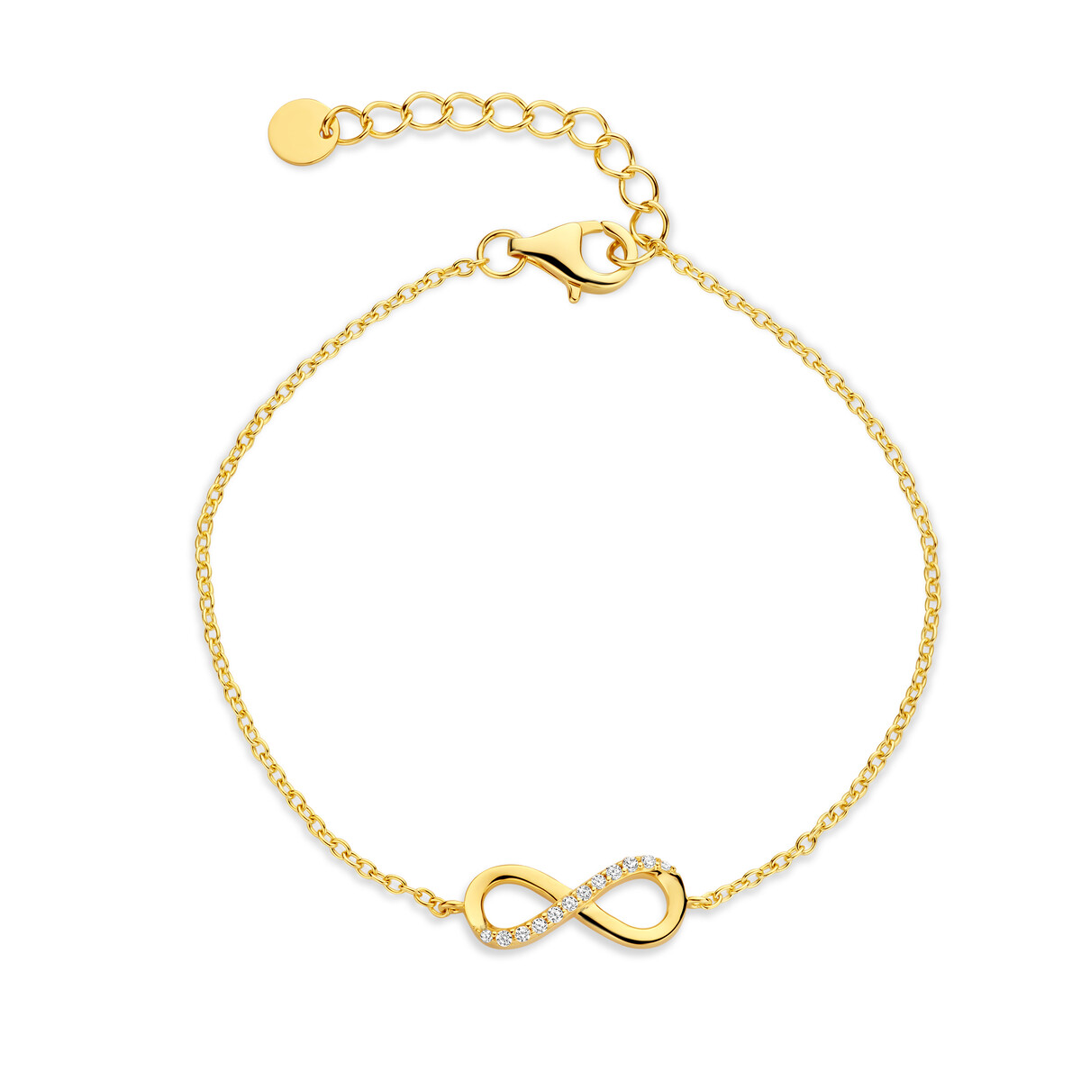 Een elegante armband met infinity teken die perfect is voor dagelijkse of speciale gelegenheden. De armband, met een lengte van 16cm +3cm, is ontworpen om stijlvol om de pols te passen. Combineer het met andere sieraden of draag het solo voor een verfijnde en tijdloze look.