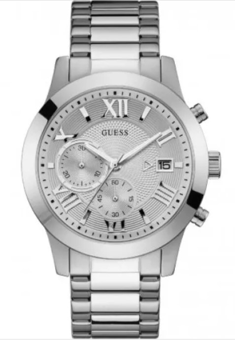 Guess heren pols horloge staal met stalen band uit de collectie Atlas.