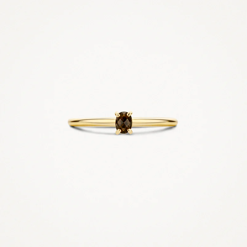 De BLUSH ring met modelnummer 1204YSQ/52 heeft een elegant ontwerp in goud en is verfraaid met een prachtige smokey quartz steen. Als onderdeel van de categorie sieraden, specifiek ringen met gekleurde stenen, is dit sieraad perfect voor een verfijnde en stijlvolle uitstraling. Draag deze ring als statementstuk op een avondje uit of bij speciale gelegenheden.