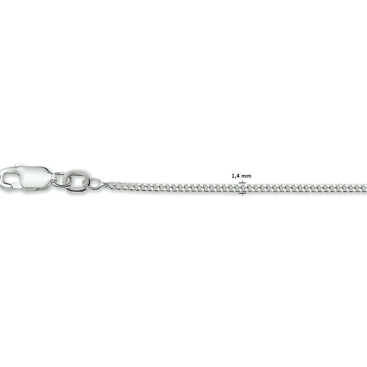 Gerodineerd zilveren lengtecollier in gourmetschakel. De lengte van het collier is 42cm en is voorzien van een stevige karabijnsluiting