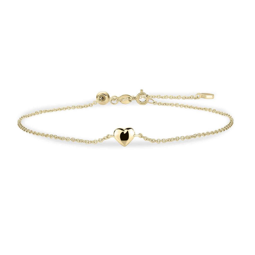 Geel gouden armband met hartje ertussen.