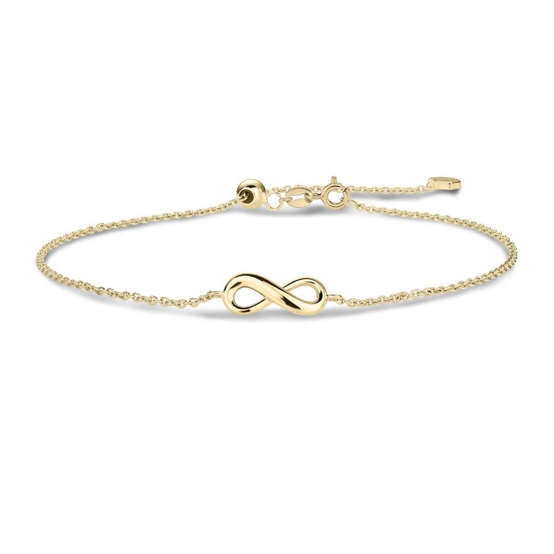 Geelgouden armband met infinity ertussen. 18.5cm
