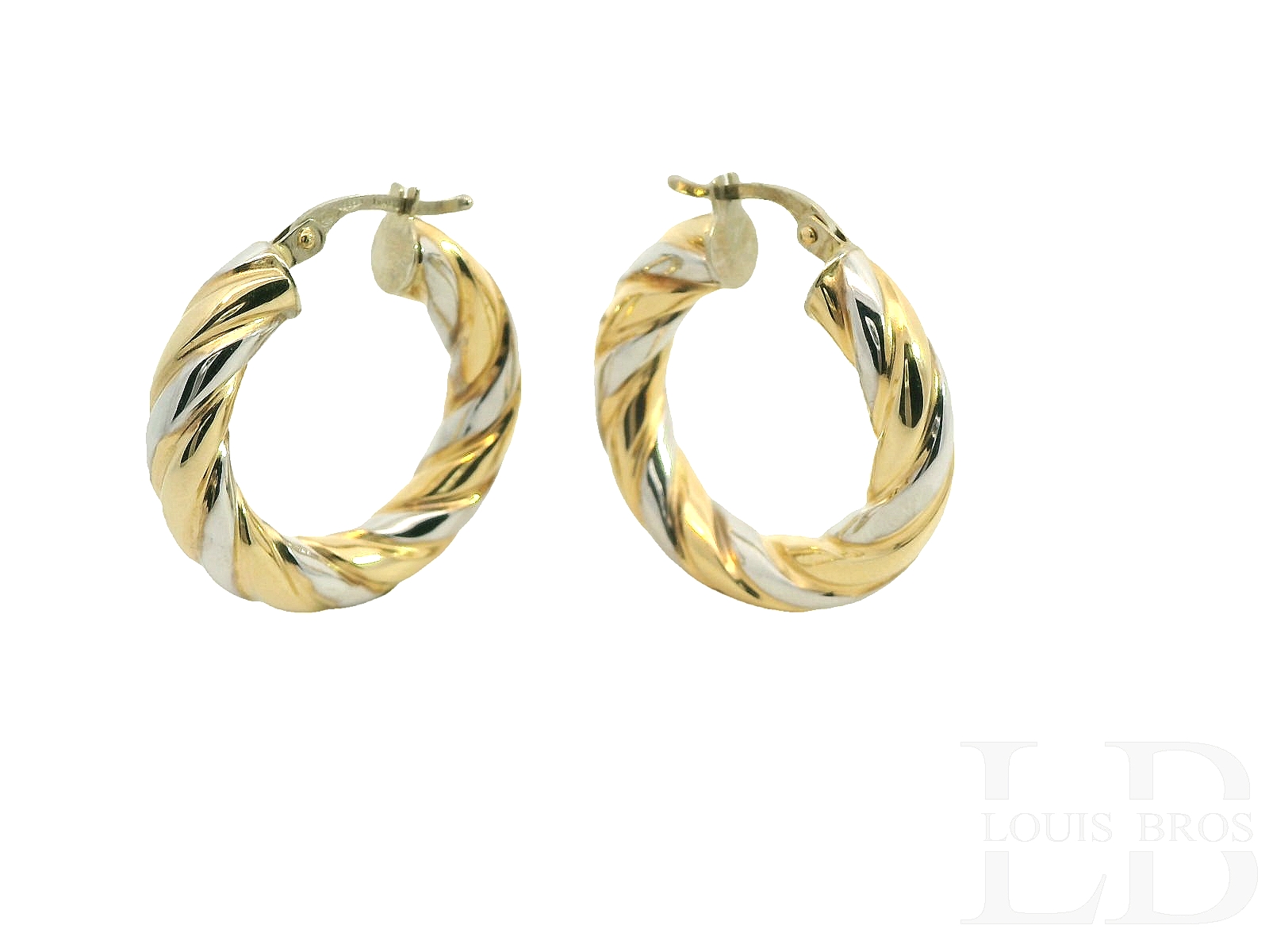 Deze prachtige 14 karaat bicolor gouden oorringen (4.01 gr) hebben een stijlvol gedraaid ontwerp, waarbij geelgoud en witgoud harmonieus samenkomen. De subtiele draaiing in het design zorgt voor een speels en elegant effect, terwijl de combinatie van twee goudtinten een moderne en luxueuze uitstraling geeft. Dankzij de hoogglans afwerking en stevige scharniersluiting zijn de oorbellen niet alleen stralend, maar ook comfortabel en veilig om te dragen. Perfect voor zowel dagelijks gebruik als speciale gelegenheden, en een verfijnde toevoeging aan elke sieradencollectie.
